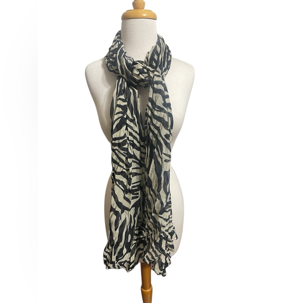 Zebra Print Shawl Scarf Waist Tie - Picture 2 of 3